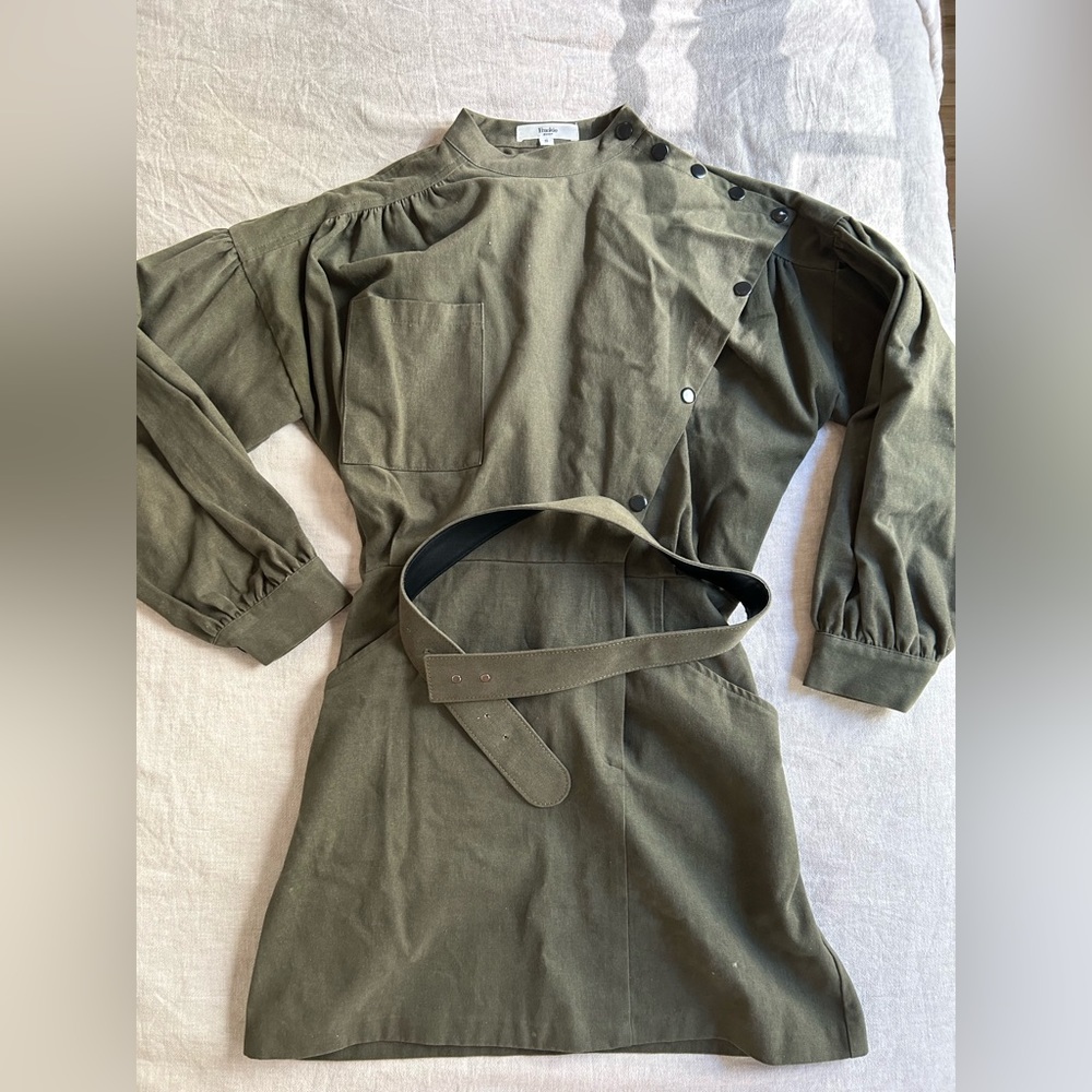 The Frankie Shop Green Utility Mini Dres